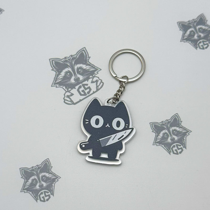 Брелок з Акрилу Кіт з Ножем