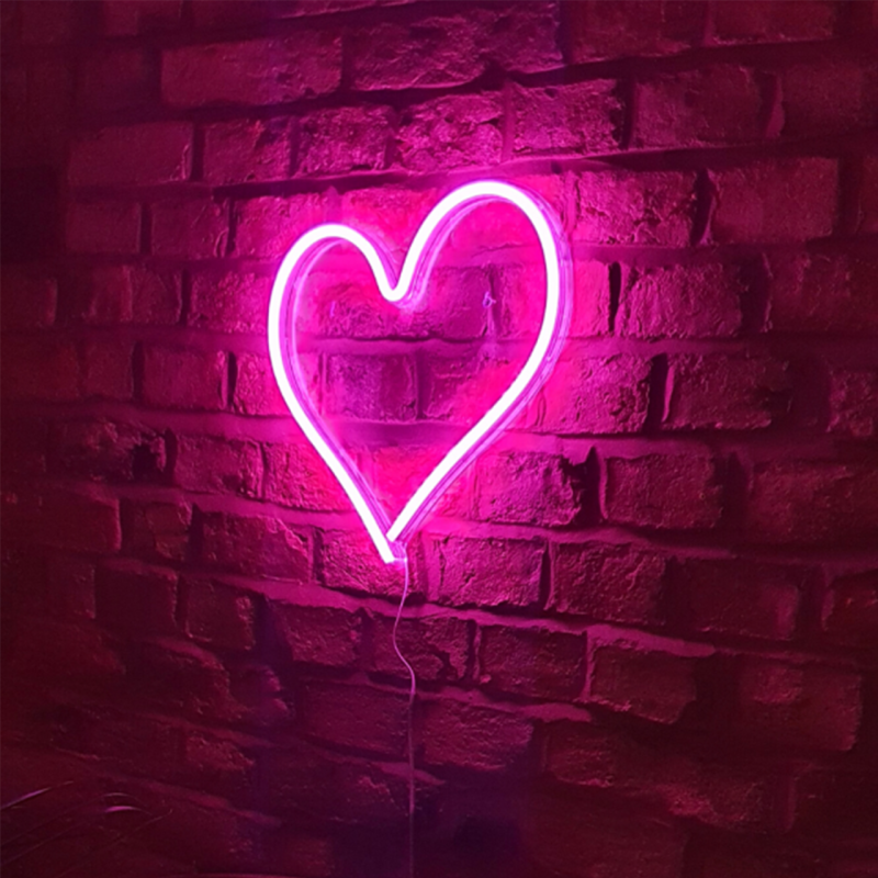 Неонова led вивіска neonflexglow «рожеве серце кохання» 30х35 см