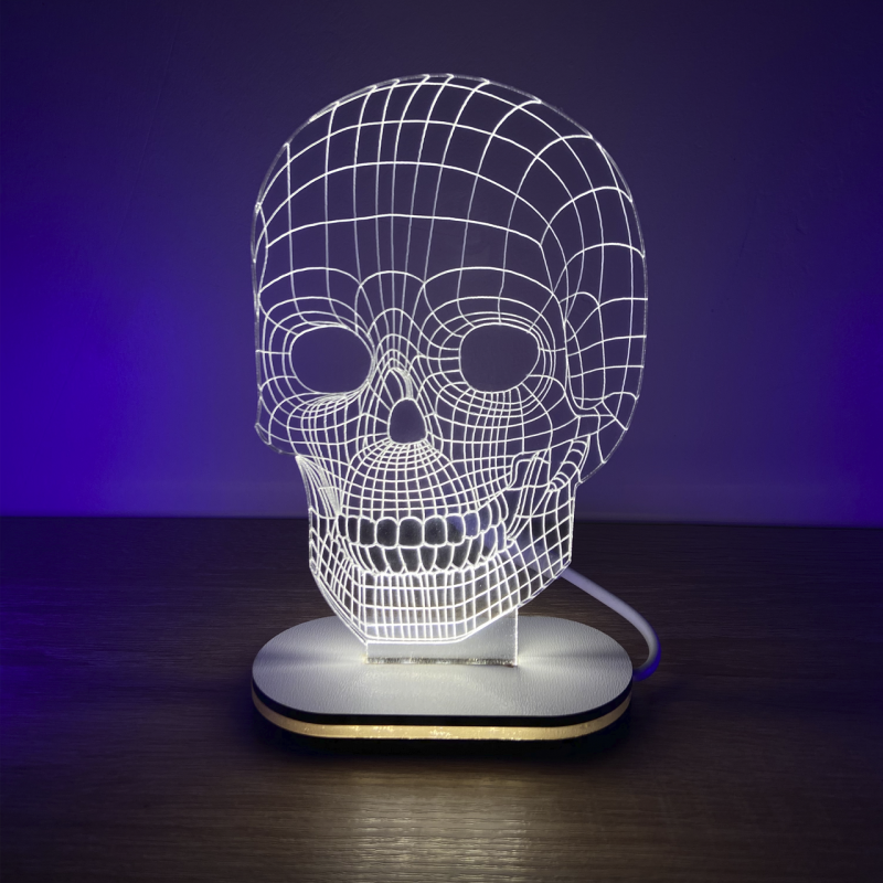 Акриловий світильник - нічник Череп 3D 15x10см