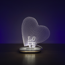 Акриловий світильник - нічник Серце 3D 15x15см