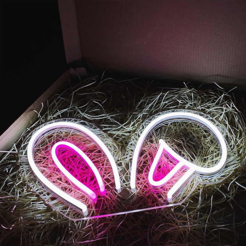 Неонова вивіска neonflexglow Вушка зайчика 46х30 см