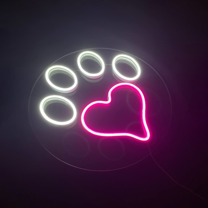 Неонова вивіска neonflexglow Лапка із серцем 25х25 см Неонова вивіска neonflexglow Лапка із серцем 25х25 см