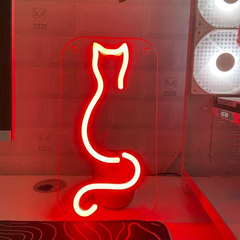 Неонова LED вивіска  Кіт 16х20см – Світильник з котиком | Подарунок для любителів котів та геймерів | Neon Flex Glow