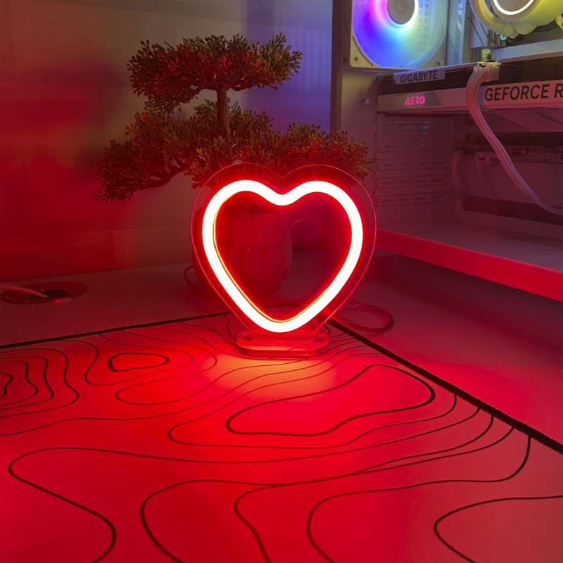 Неонова led вивіска на підставці neonflexglow Серце 15см
