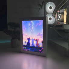 Акриловий LED-світильник з 3D-ефектом Арт Котики - LED-Картина з підсвічуванням Білий