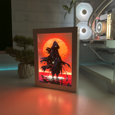 Акриловий LED-світильник з 3D-ефектом Самурай-воїн - LED-Картина з підсвічуванням Samurai Warrior Білий