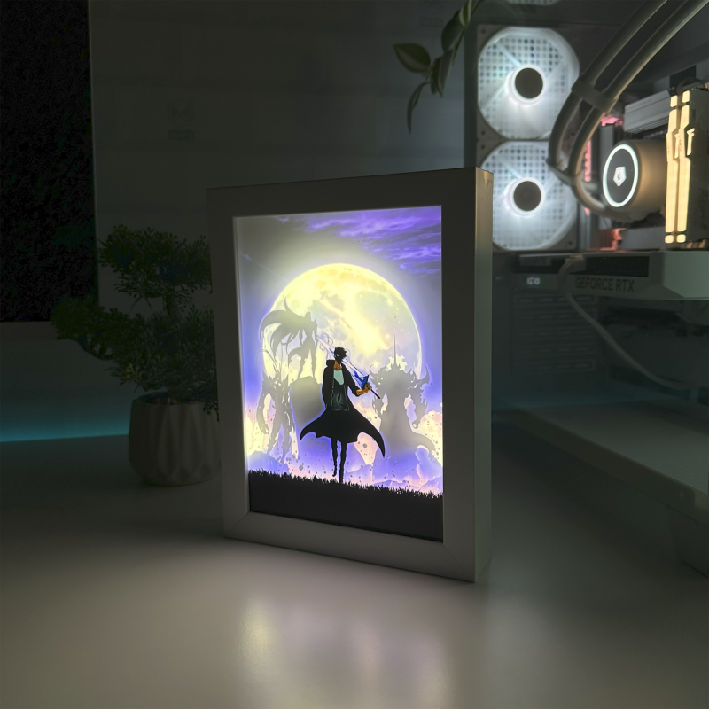 Акриловий LED-світильник з 3D-ефектом Соло Левелінг - LED-Картина з підсвічуванням Solo Leveling Білий