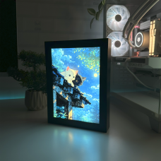 Акриловий LED-світильник з 3D-ефектом Арт Котики - LED-Картина з підсвічуванням Чорний