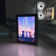 Акриловий LED-світильник з 3D-ефектом Арт Котики - LED-Картина з підсвічуванням Чорний