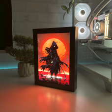 Акриловий LED-світильник з 3D-ефектом Самурай-воїн - LED-Картина з підсвічуванням Samurai Warrior Чорний