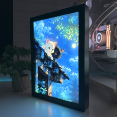 Акриловий LED-світильник з 3D-ефектом Арт Котики - LED-Картина з підсвічуванням Чорний