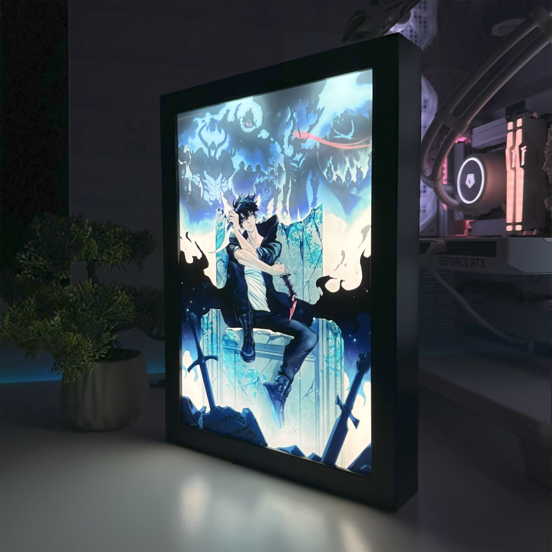 Акриловий LED-світильник з 3D-ефектом Соло Левелінг - LED-Картина з підсвічуванням Solo Leveling Чорний