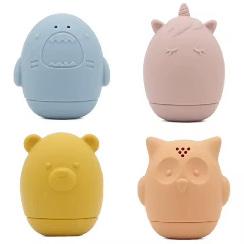 Набір силіконових іграшок бризкалок для купання 4 шт. з харчового силікону багатофункціональний