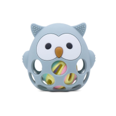 Силіконовий гризунок прорізувач-брязкальце Сова Cheeks блакитний 2 в 1