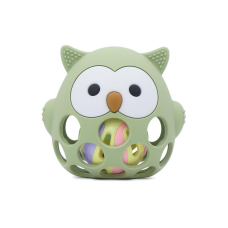 Силіконовий гризунок прорізувач-брязкальце Сова Cheeks оливковий 2 в 1