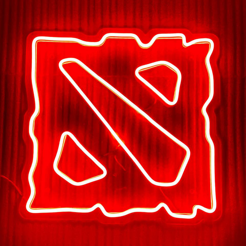 Неонова LED вивіска DOTA 2 40х40 см – Світильник Dota 2 | Подарунок для геймера | Neon Flex Glow