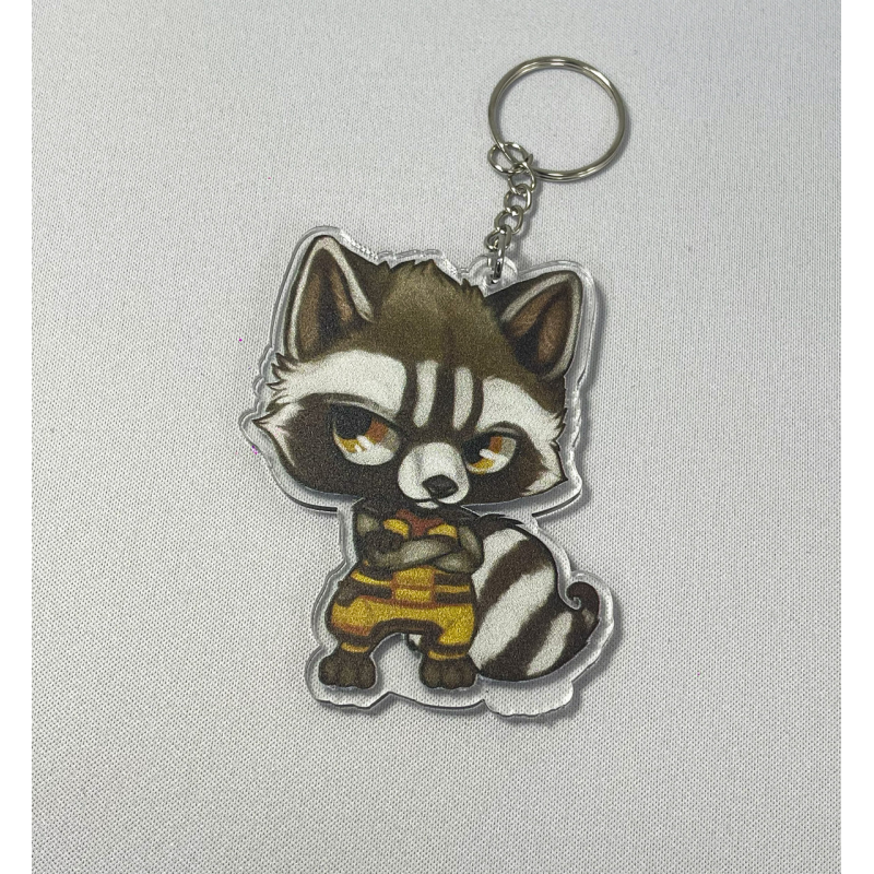 Брелок з Акрилу Єнот Ракета