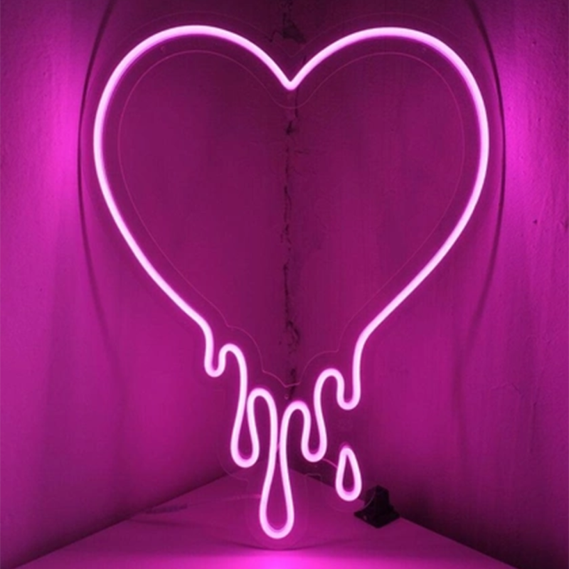 Неонова LED вивіска neonflexglow Серце, що тане 39х29 см