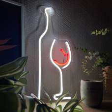 Неонова LED вивіска біле вино (White Wine) neonflexglow 43x17 см