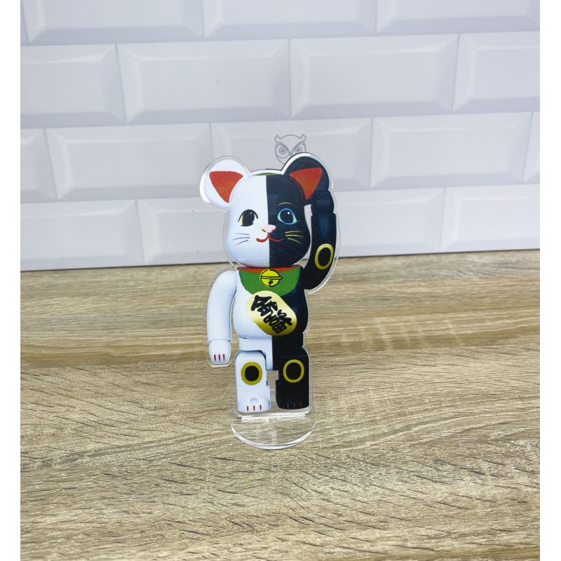 Акрилова колекційна фігурка Bearbrick Manekineko Gold Fortune White x Good Luck Black