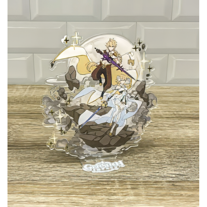 Акрилова колекційна фігурка Геншин Імпакт Genshin Impact Мандрівники Люмін та Ітер 15 см
